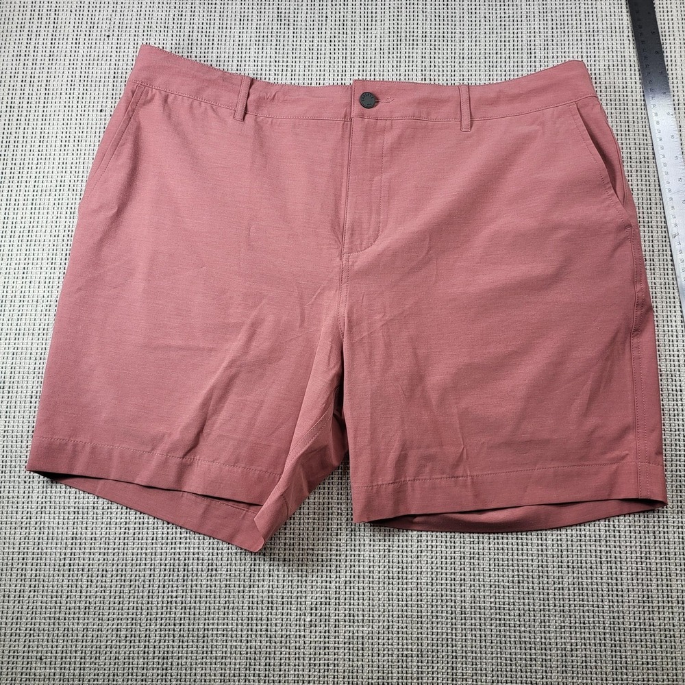Faherty All Day Shorts Mens 38 Pink Chino Stretch Microfiber 8 Inseam Casual